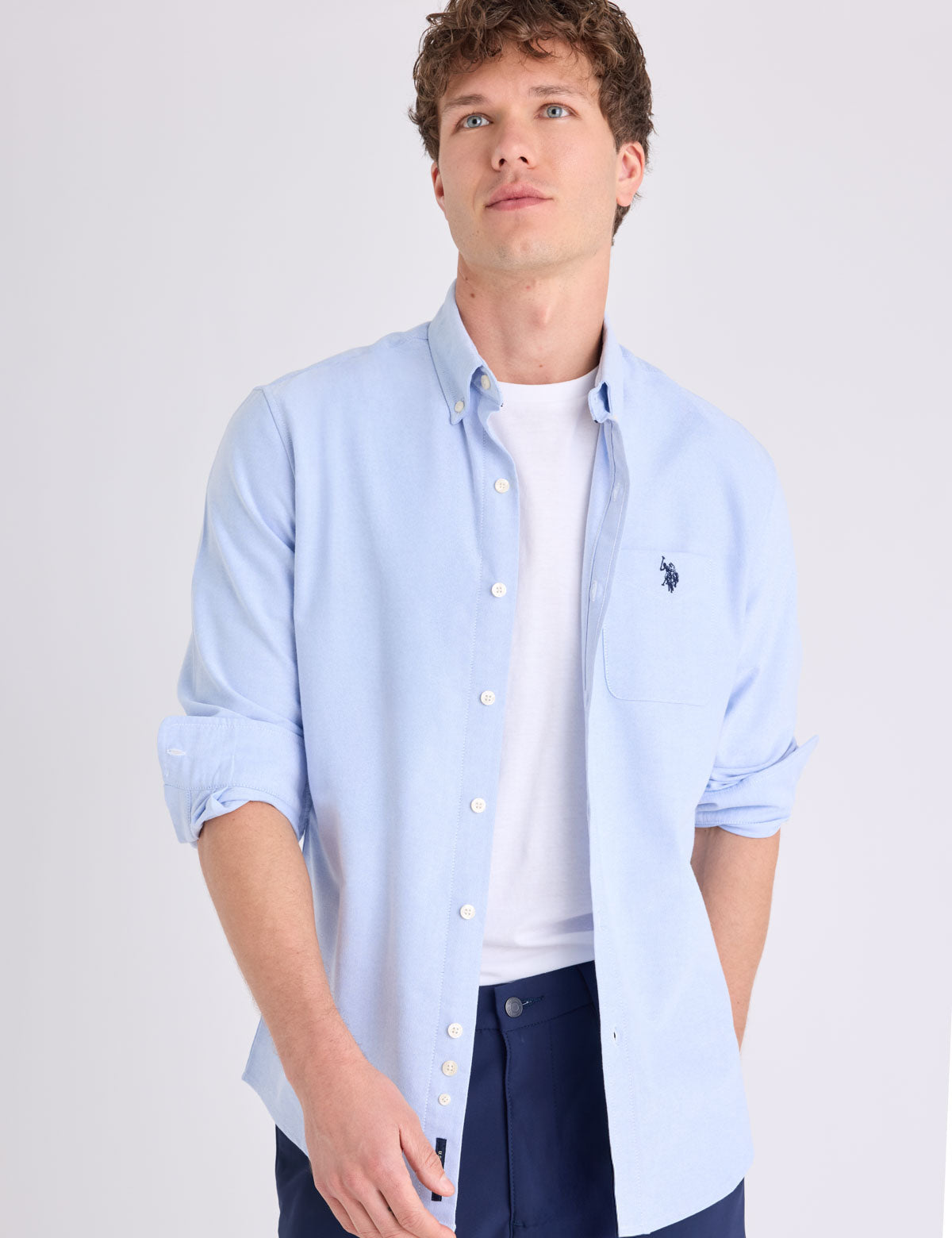 USPA Long Sleeve Stretch Oxford Shirt - HIPPO US Brands US. POLO ASSN