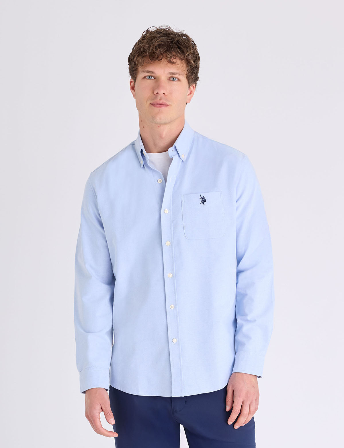 USPA Long Sleeve Stretch Oxford Shirt - HIPPO US Brands US. POLO ASSN