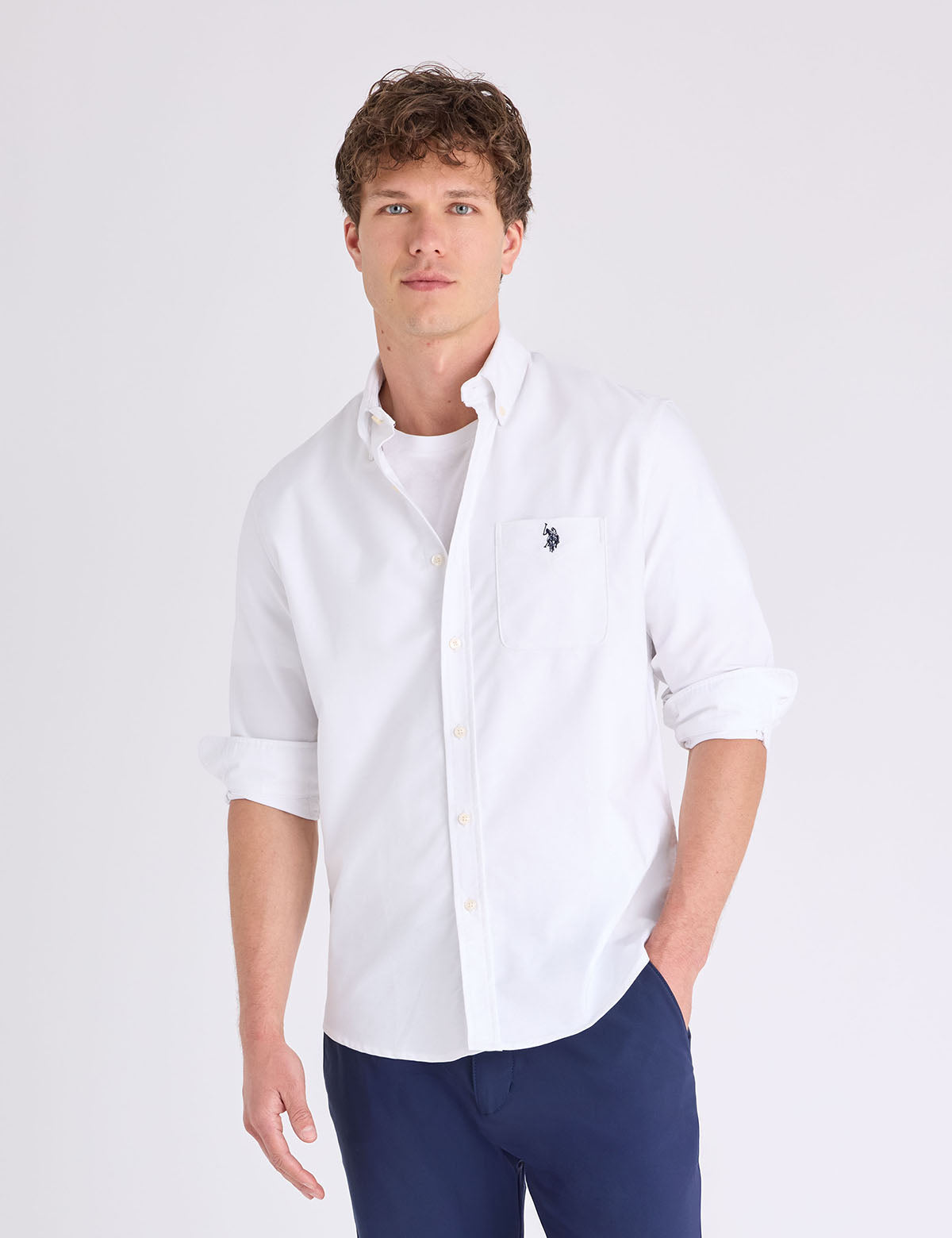 USPA Long Sleeve Stretch Oxford Shirt - HIPPO US Brands US. POLO ASSN