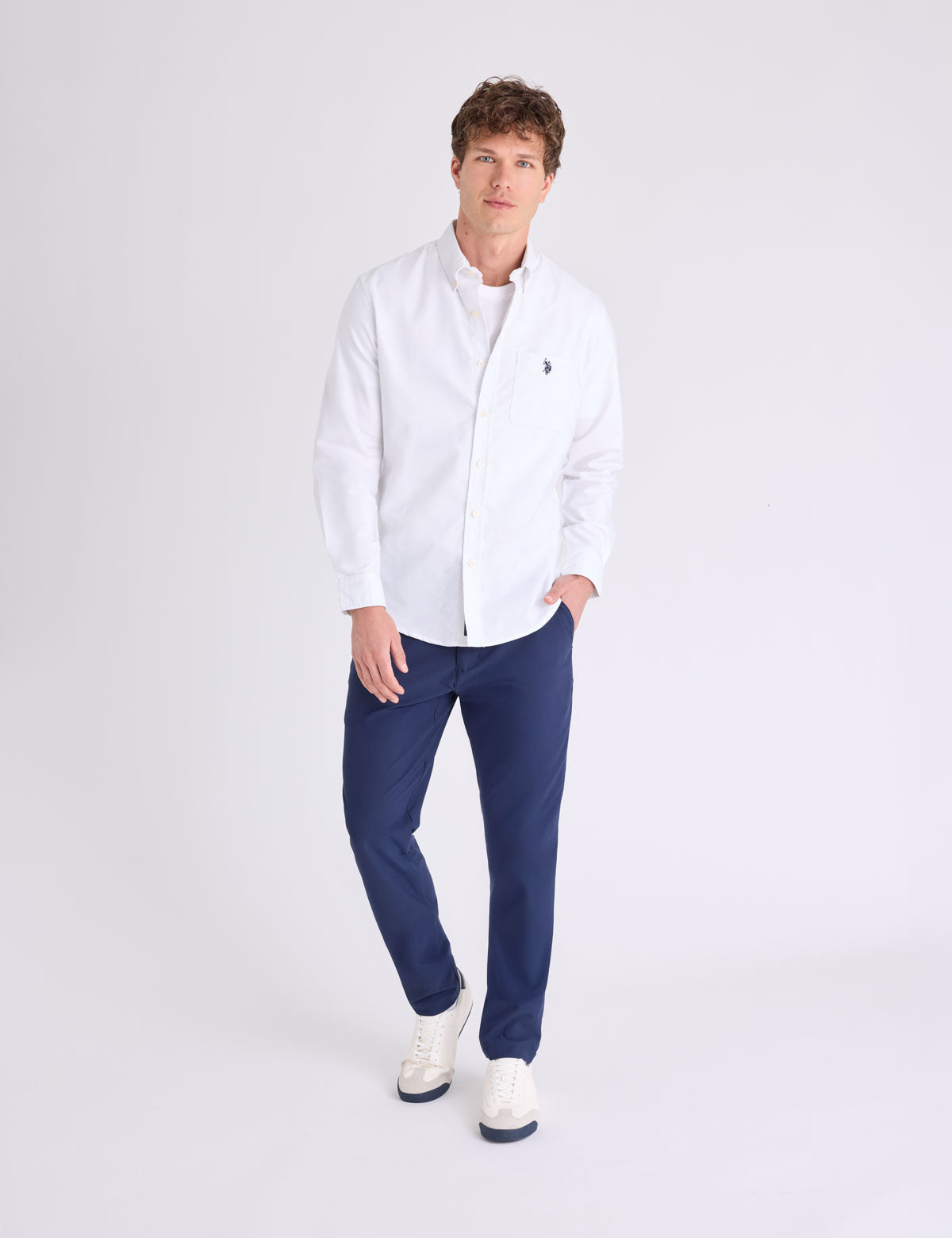 USPA Long Sleeve Stretch Oxford Shirt - HIPPO US Brands US. POLO ASSN