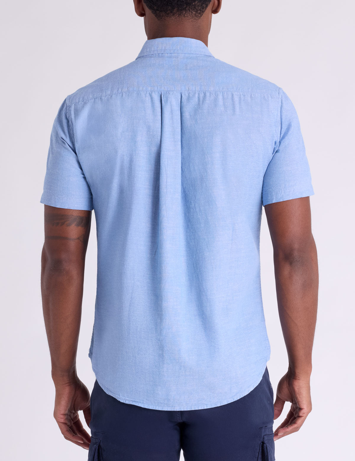 USPA Short Sleeve Chest Stripe Slub Champray Shirt - HIPPO US Brands US. POLO ASSN