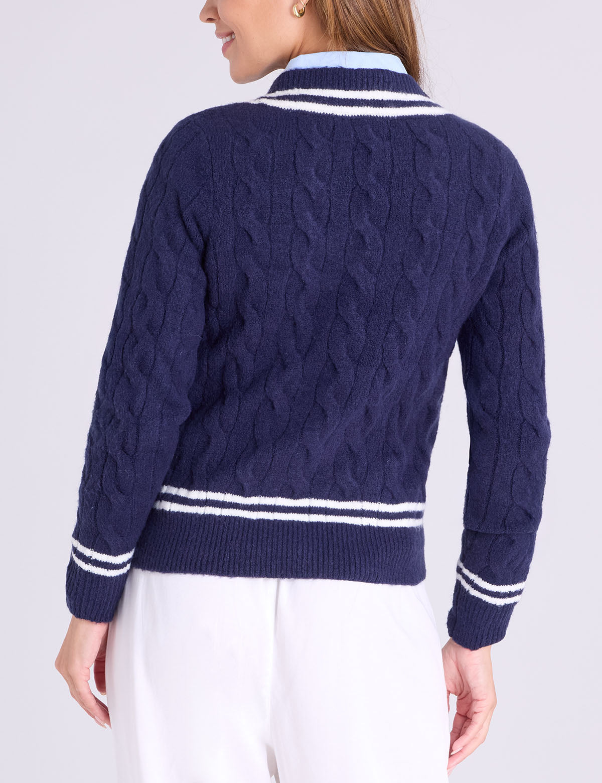 U.S Polo ASSN TIPPED CABLE V-NECK Pullover - HIPPO US Brands US. POLO ASSN