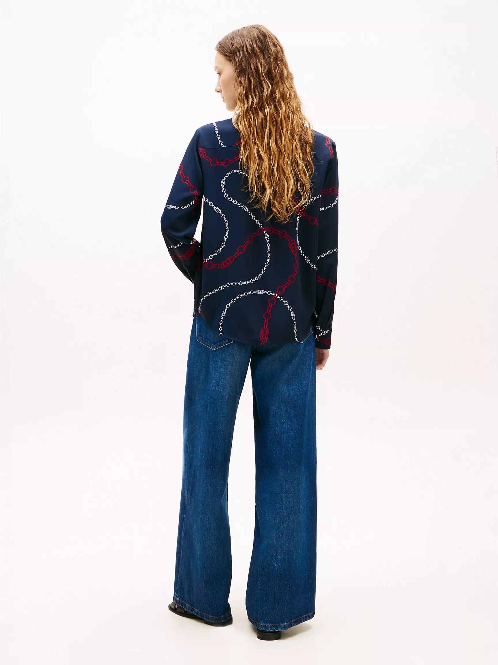 Tommy Hilfiger Relaxed Fit Chain Print Crepe Shirt