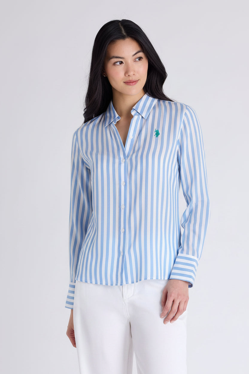 US POLO ASSN LONG SLEEVE Y-NECK STRIPE SHIRT - HIPPO US Brands US. POLO ASSN