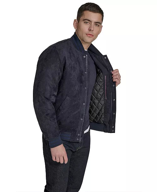 Tommy Hilfiger
Men's Faux Suede Varsity Bomber with Patches