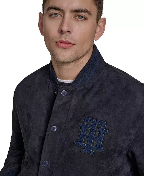 Tommy Hilfiger
Men's Faux Suede Varsity Bomber with Patches
