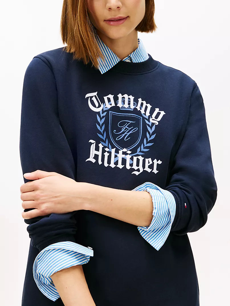 Tommy Hilfiger Varsity Crest Fleece Sweatshirt Dress - HIPPO US Brands Tommy Hilfiger