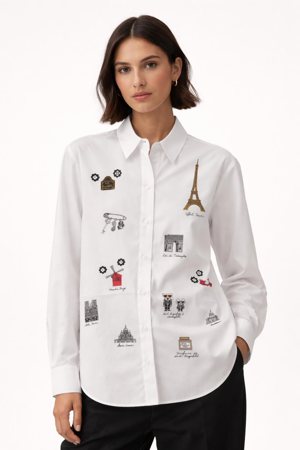 Karl Lagerfeld Paris Women's Iconic Motif Shirt - HIPPO US Brands Karl Lagerfeld Paris