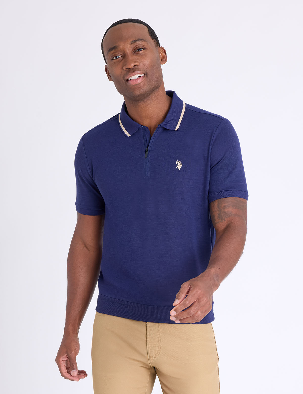 USPA White Lable Slub Pique Polo Shirt With Rib Waist