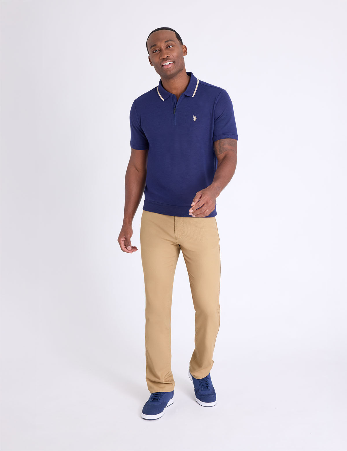 USPA White Lable Slub Pique Polo Shirt With Rib Waist