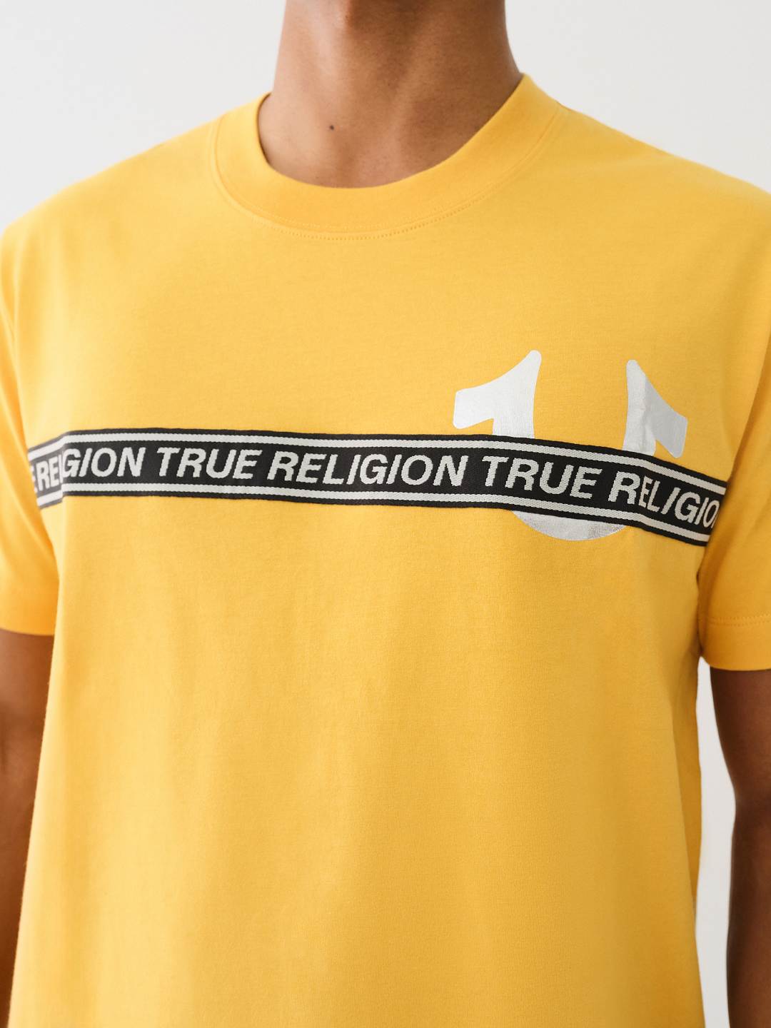 TRUE RELIGION  SILVER Foil Taping Short Sleeve T Shirt