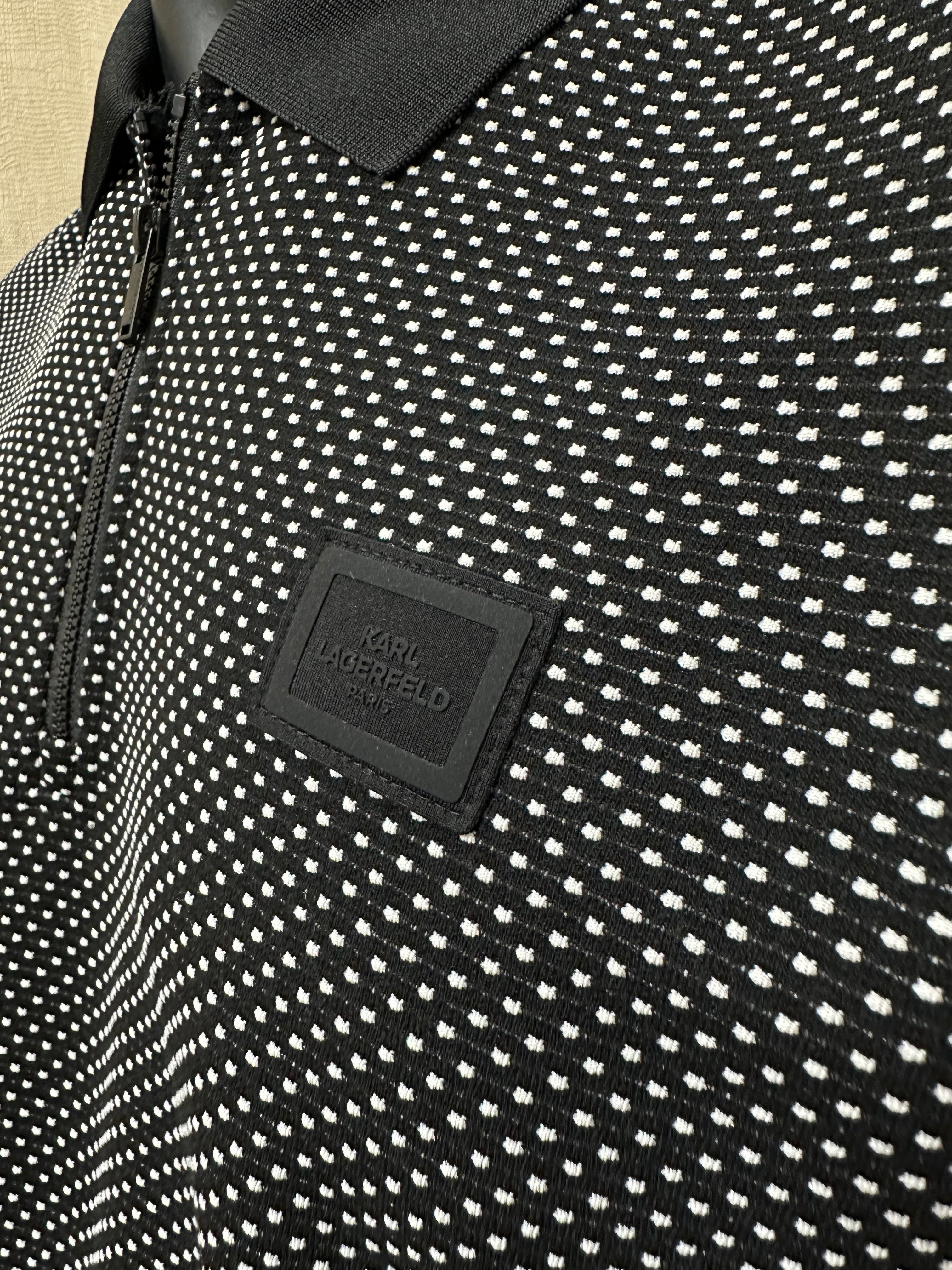 Karl Lagerfeld Paris Kar Lagerfeld Paris Men's Zip-Front Knit Dot Polo Shirt