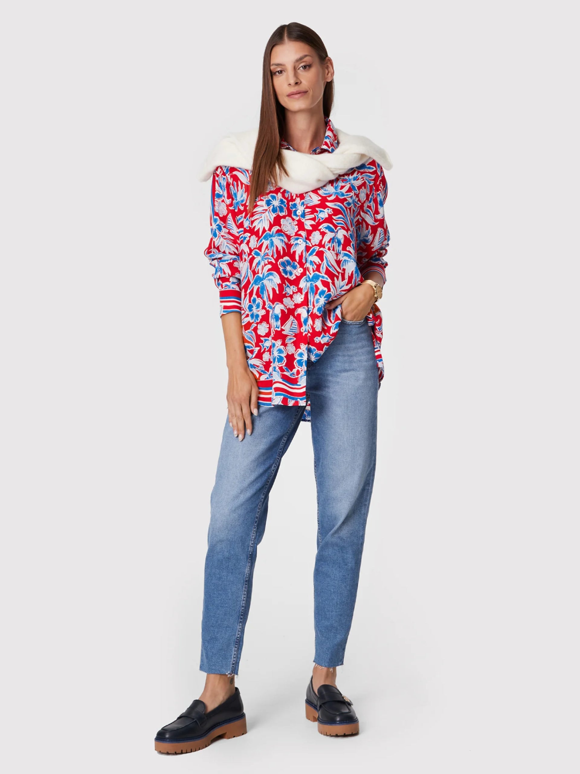 TOMMY HILFIGER RELAXED FIT FLORY BLOUSE