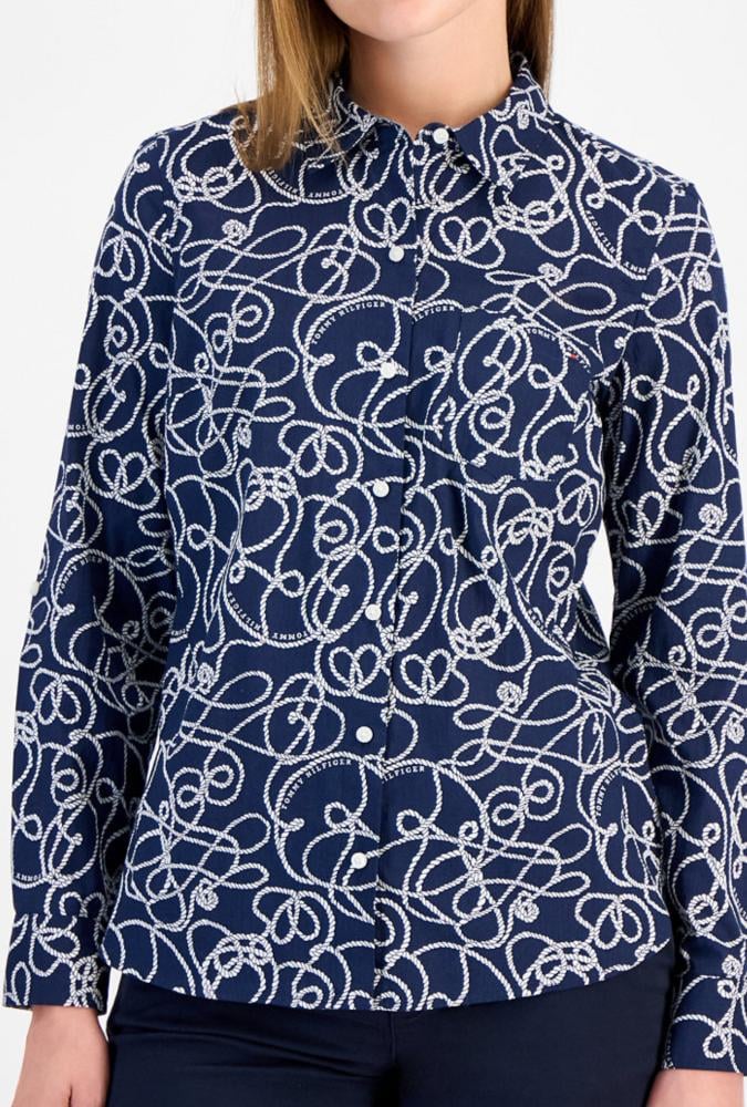 Tommy Hilfiger Women's Rope Printed Cotton Button-Down Shirt