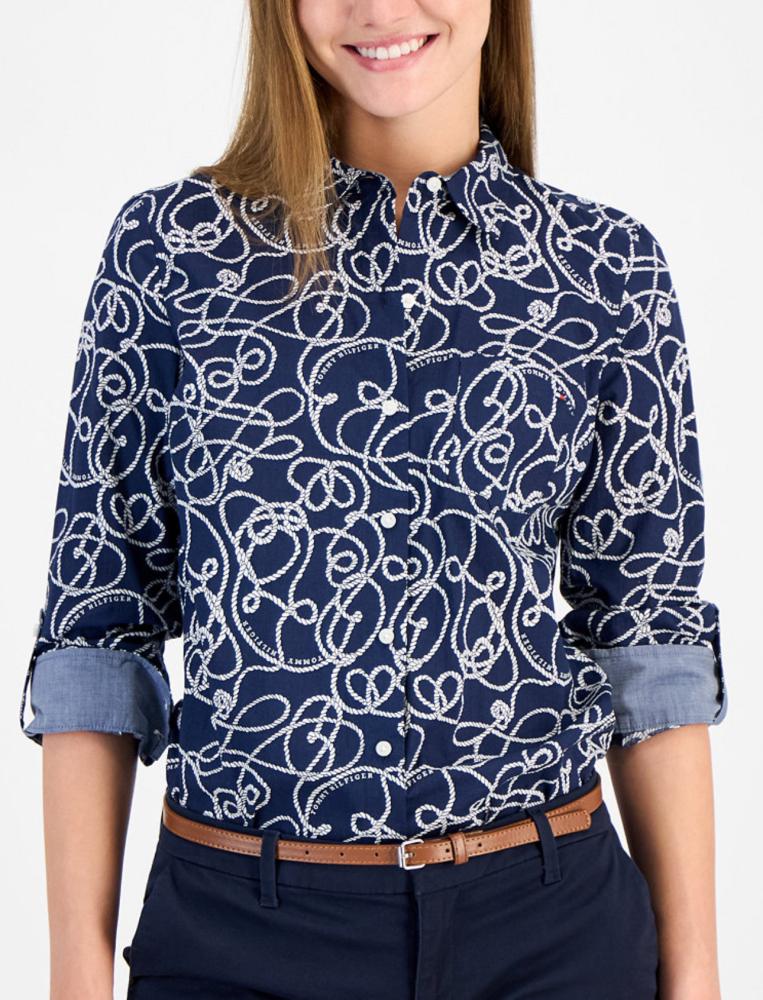 Tommy Hilfiger Women's Rope Printed Cotton Button-Down Shirt