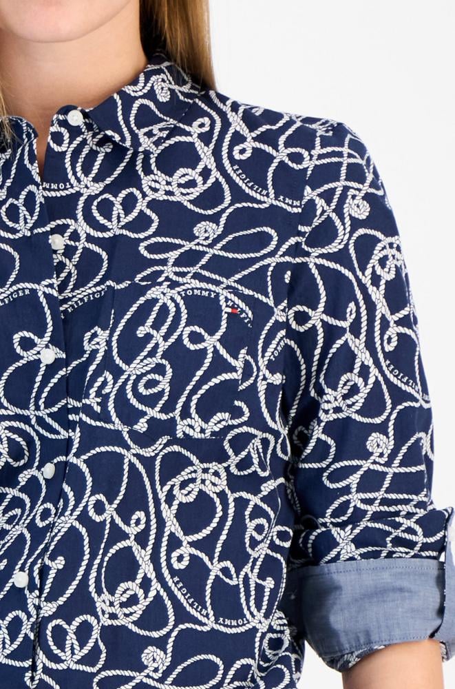 Tommy Hilfiger Women's Rope Printed Cotton Button-Down Shirt