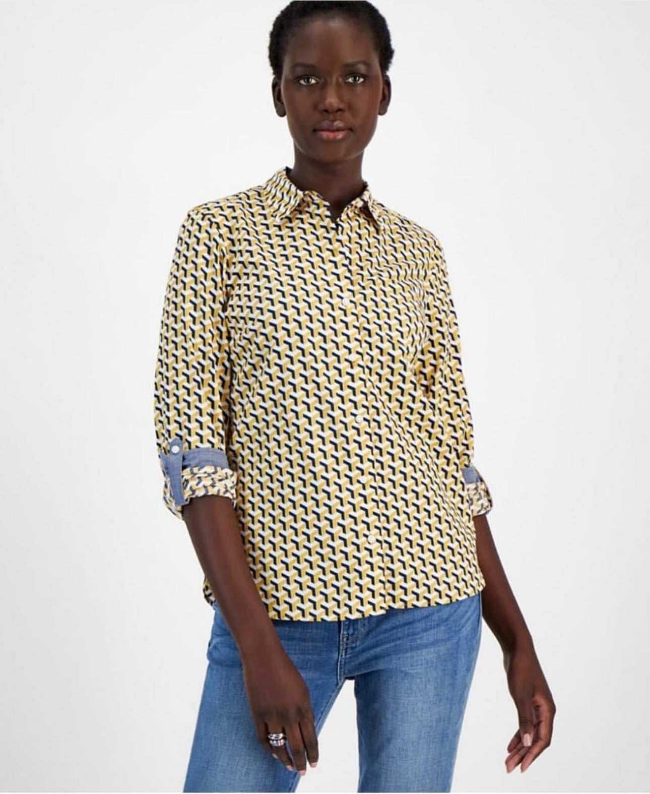TOMMY HILFIGER Women s Cotton Printed Utility Shirt