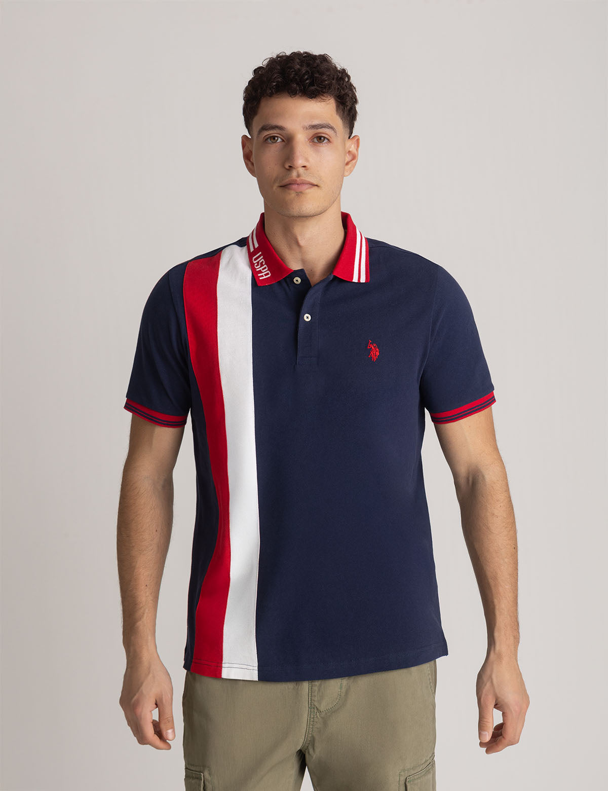U.S. POLO ASSN. VERTICAL COLORBLOCK PIQUE POLO SHIRT