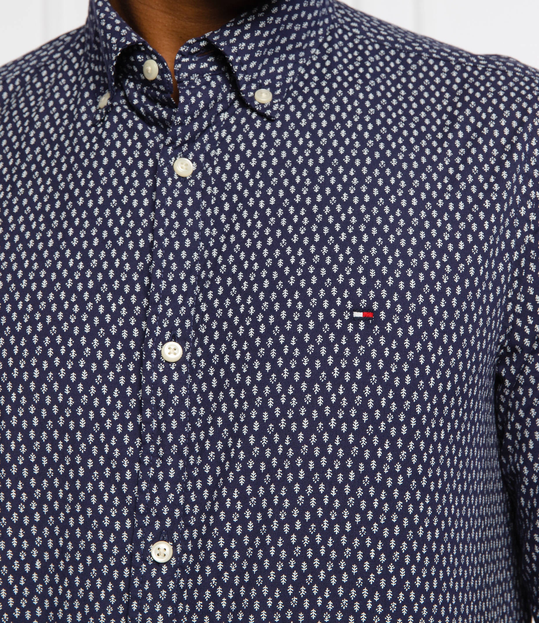 TOMMY HILFIGER Abstract Leaf Print Slim Fit Shirt - Desert Sky