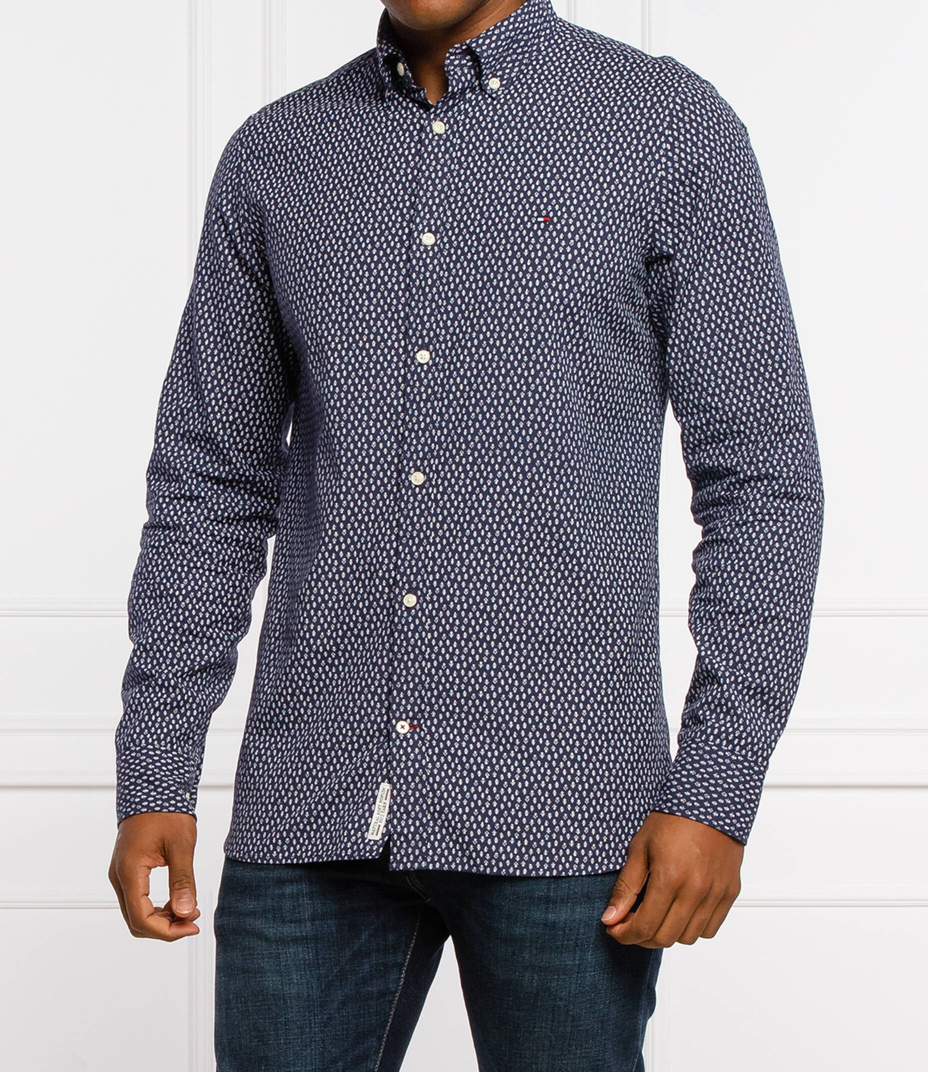 TOMMY HILFIGER Abstract Leaf Print Slim Fit Shirt - Desert Sky