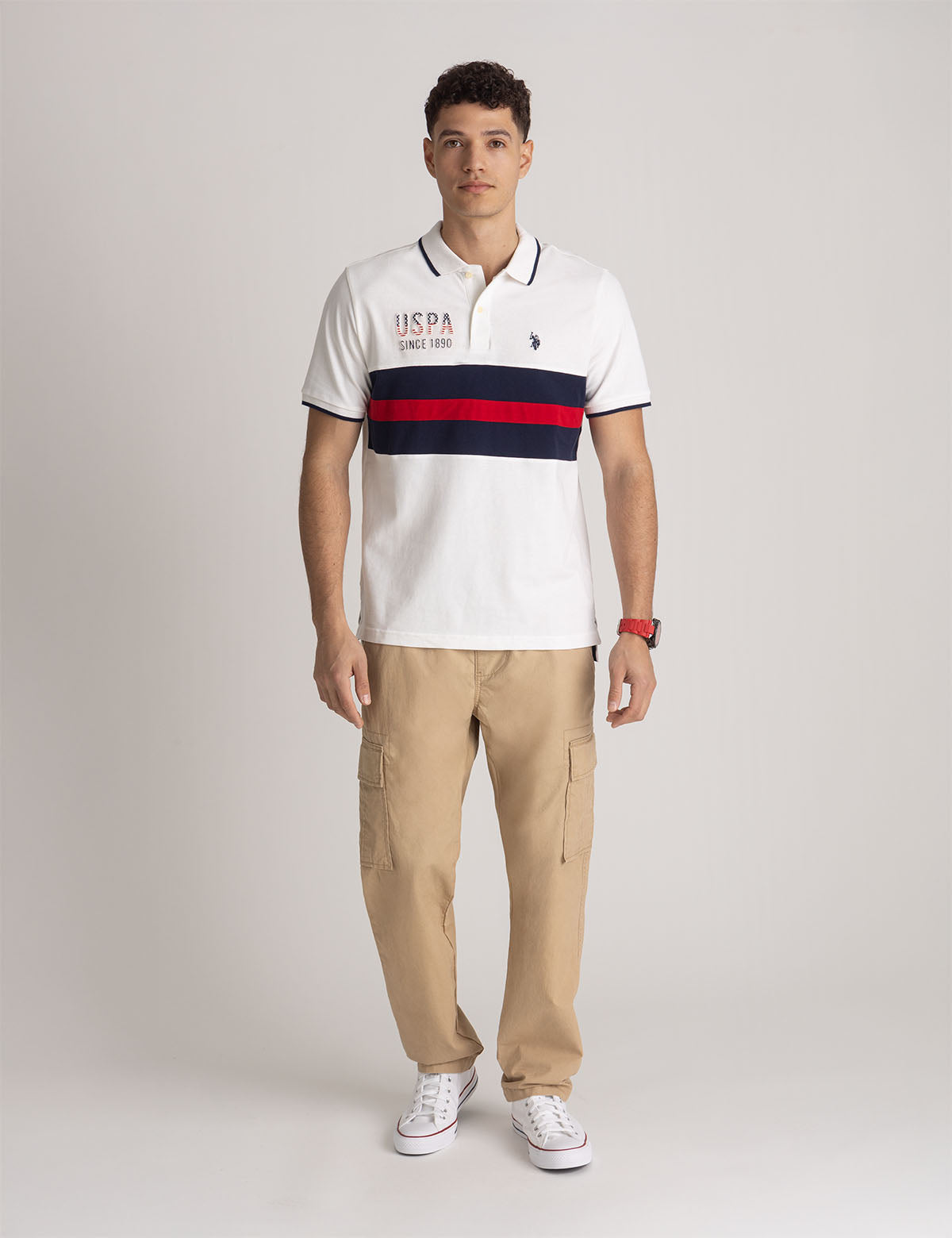 U.S. POLO ASSN. COLORBLOCK EMBOSSED PIQUE POLO SHIRT