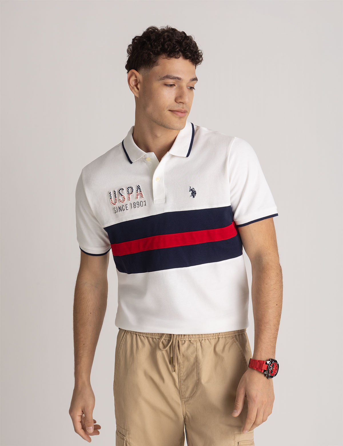 U.S. POLO ASSN. COLORBLOCK EMBOSSED PIQUE POLO SHIRT