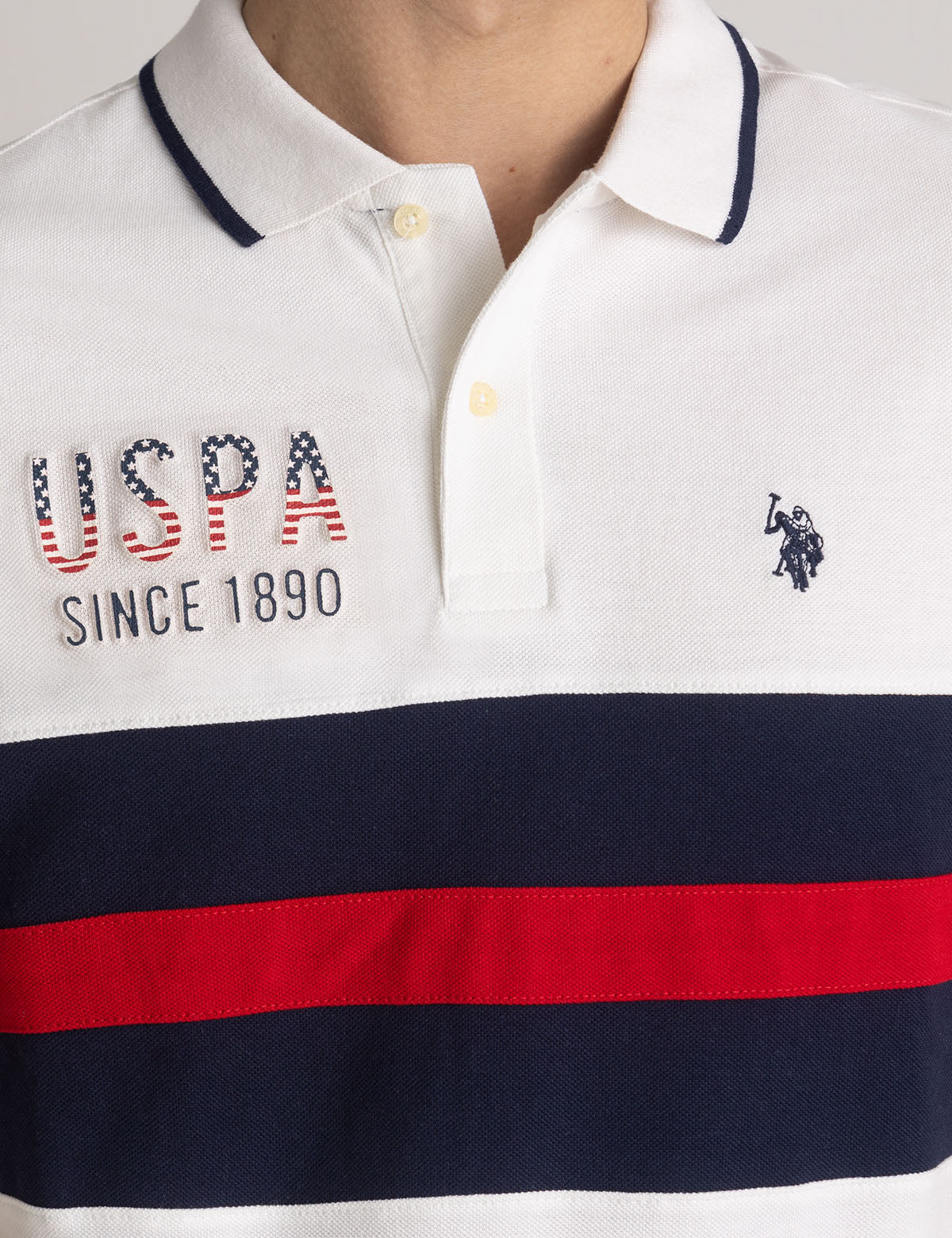 U.S. POLO ASSN. COLORBLOCK EMBOSSED PIQUE POLO SHIRT