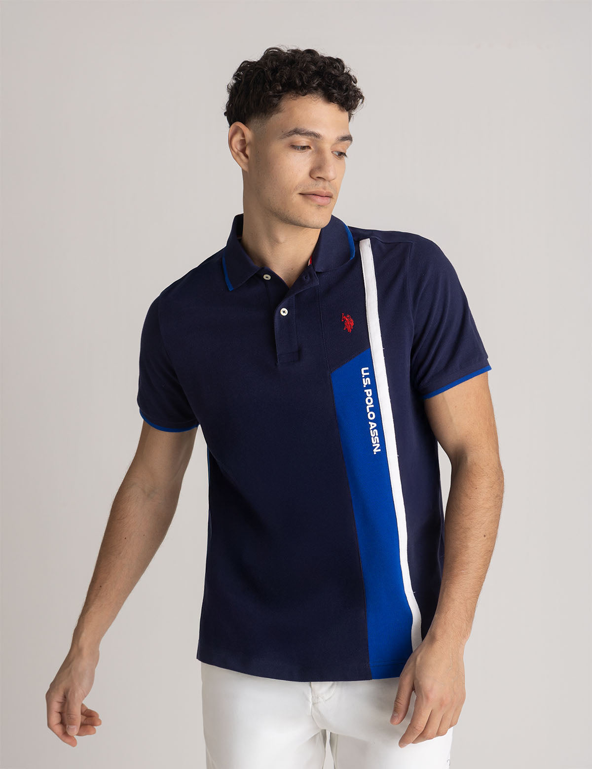 U.S. POLO ASSN. COLORBLOCK EMBOSSED PIQUE POLO SHIRT