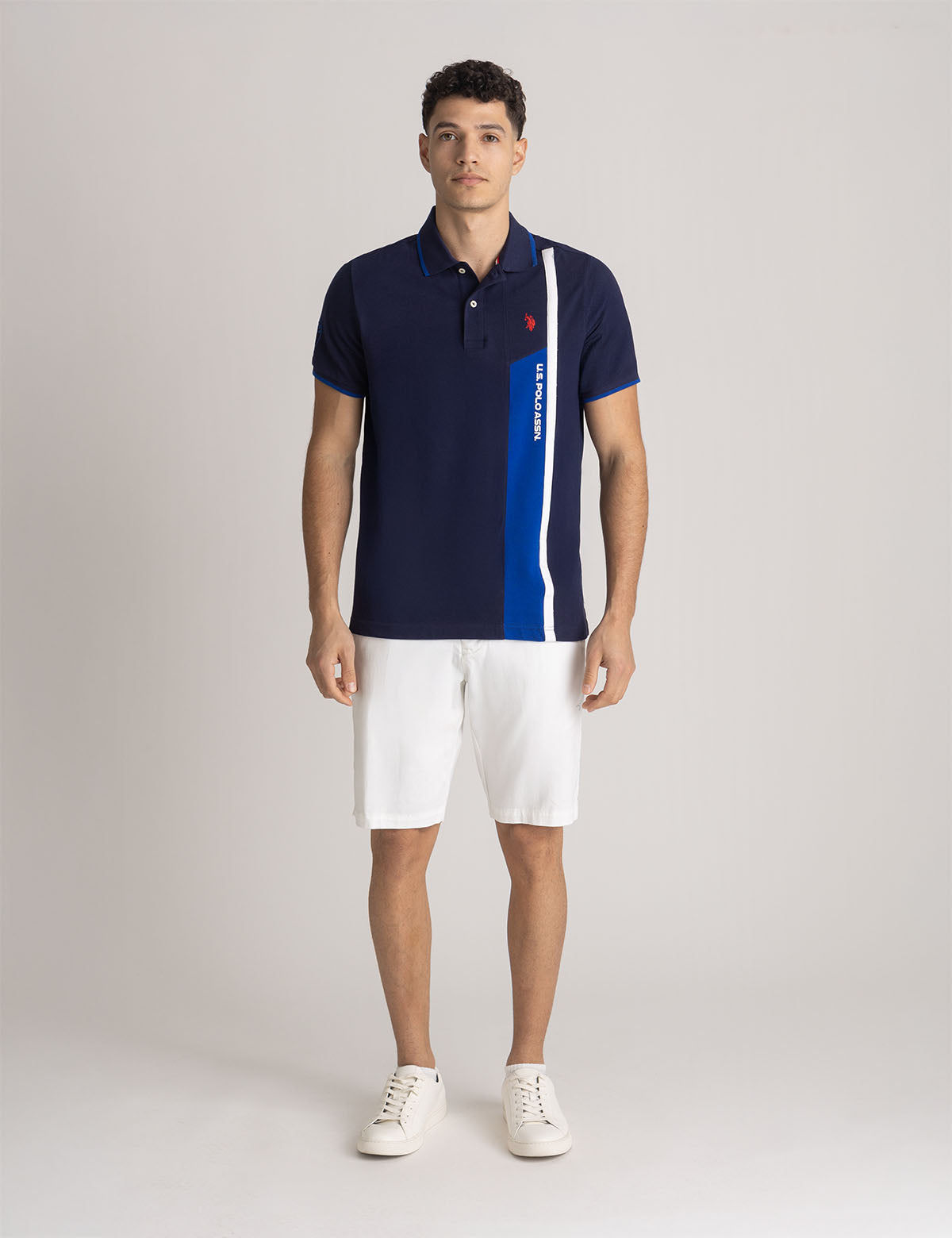 U.S. POLO ASSN. COLORBLOCK EMBOSSED PIQUE POLO SHIRT