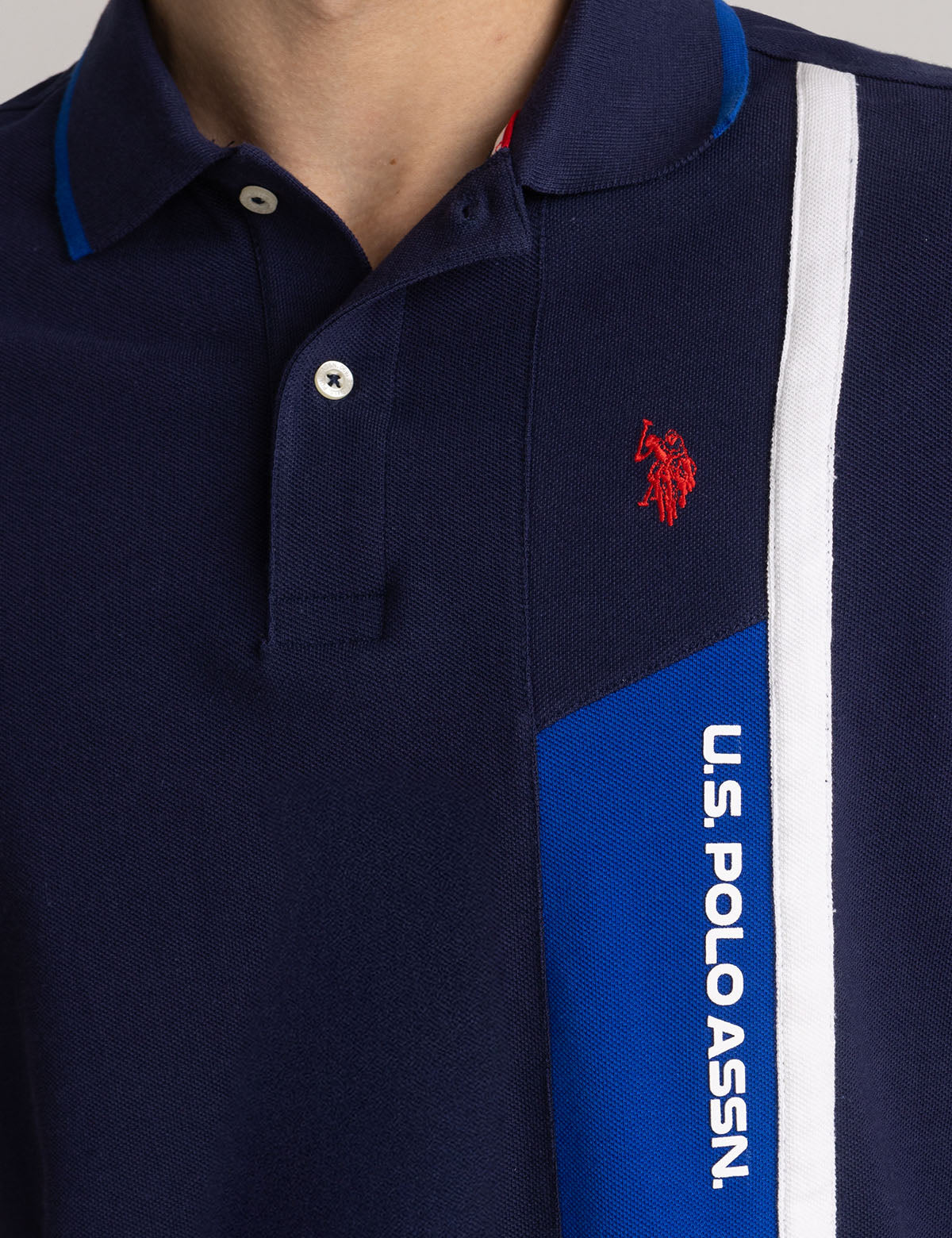 U.S. POLO ASSN. COLORBLOCK EMBOSSED PIQUE POLO SHIRT