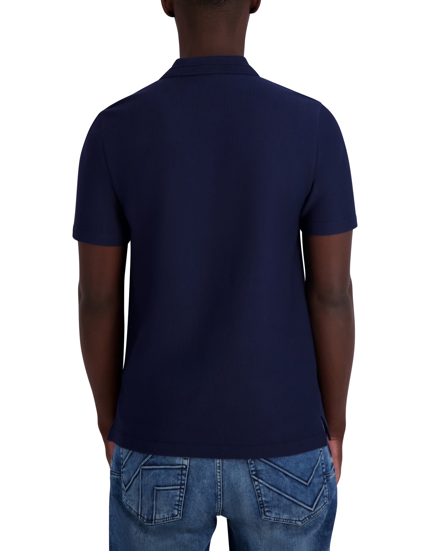 KARL LAGERFELD RIB ZIP SIGNATURE LOGO POLO