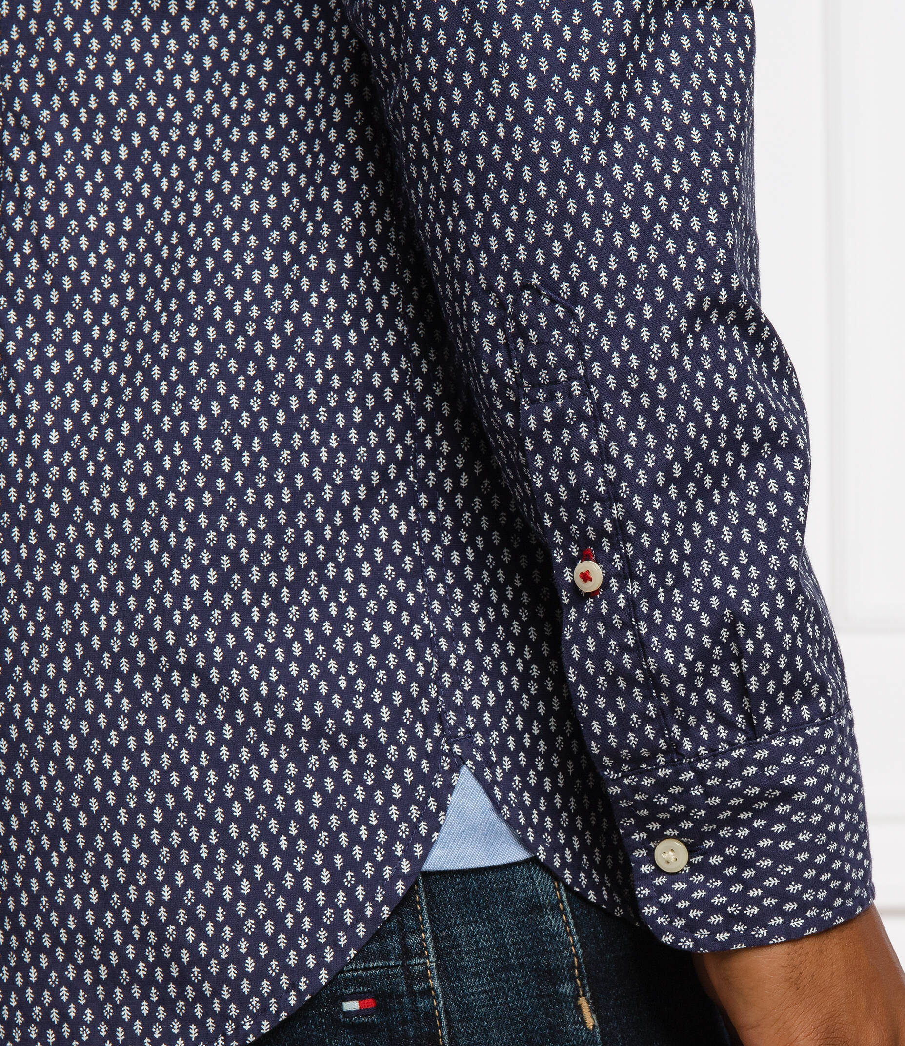 TOMMY HILFIGER Abstract Leaf Print Slim Fit Shirt - Desert Sky