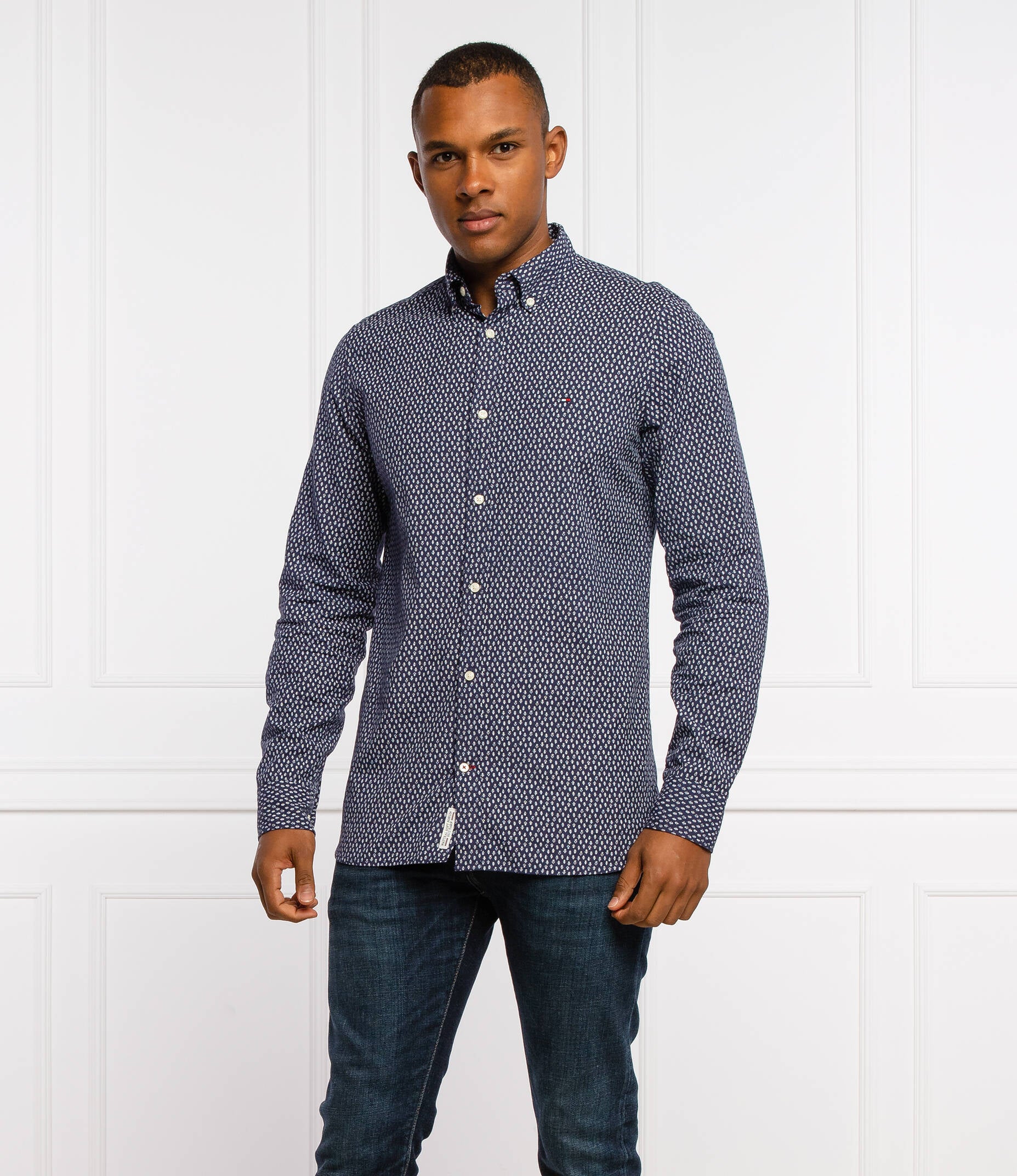 TOMMY HILFIGER Abstract Leaf Print Slim Fit Shirt - Desert Sky