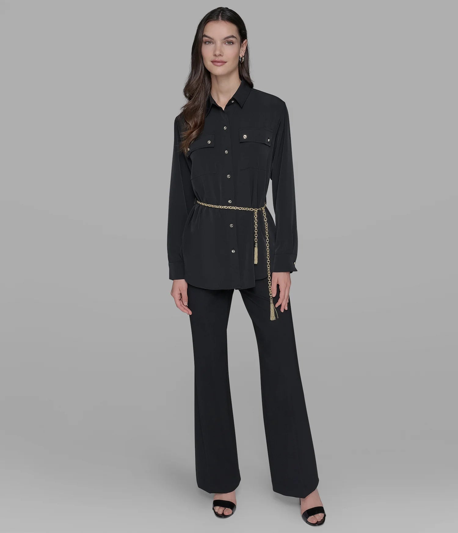 KARL LAGERFELD PARIS SOFT BLOUSE WITH CHAIN BELT