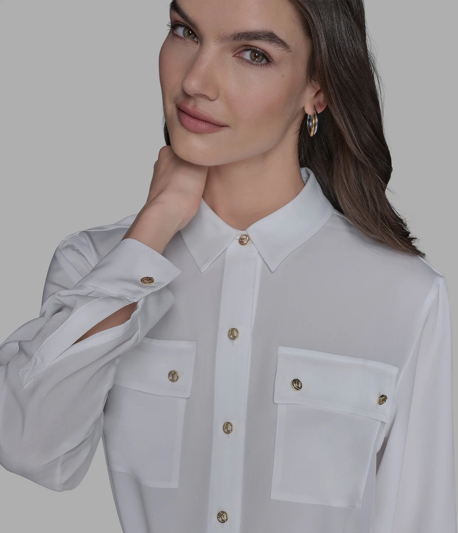 KARL LAGERFELD PARIS SOFT BLOUSE WITH CHAIN BELT - HIPPO US Brands Karl Lagerfeld Paris