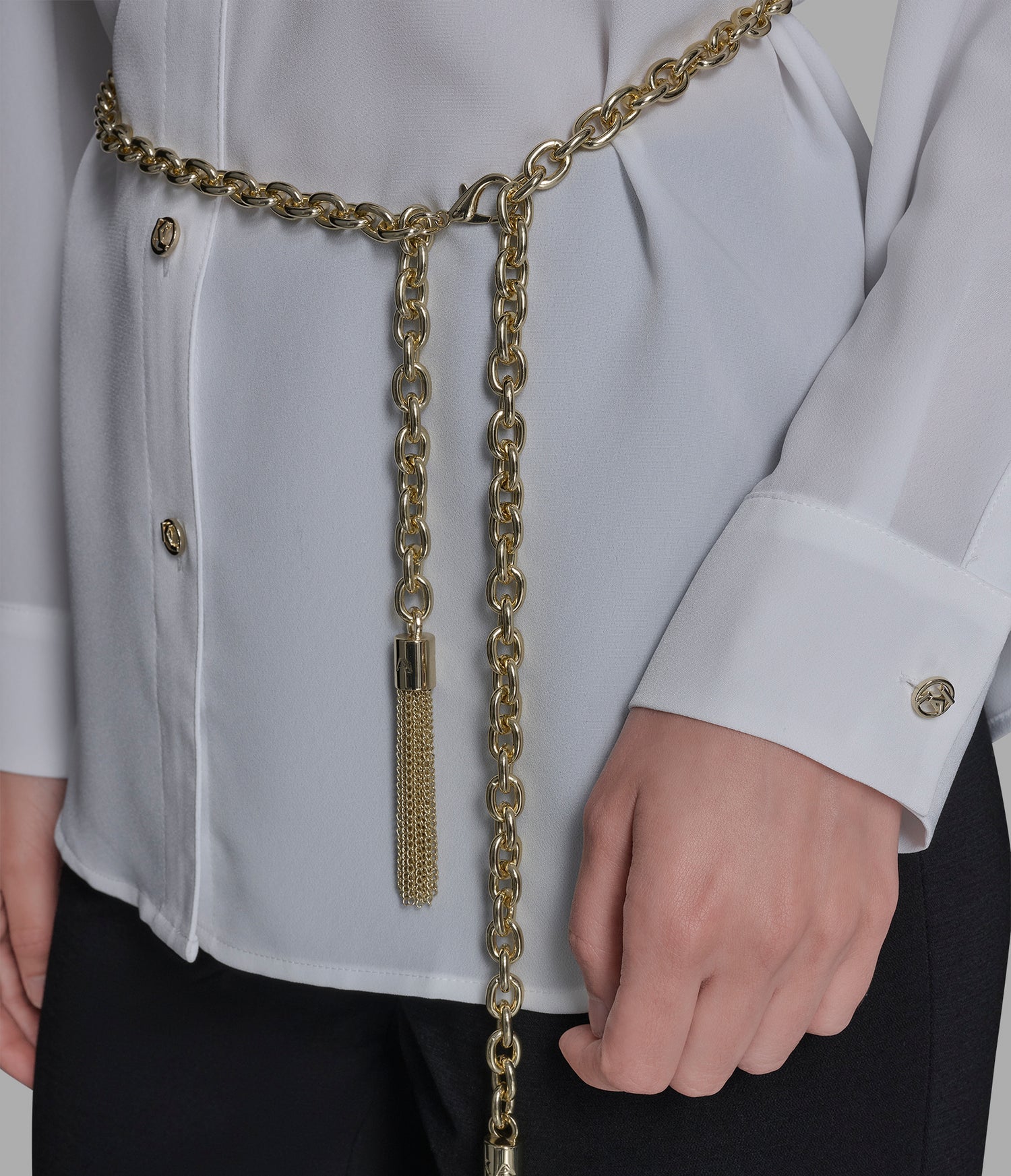 KARL LAGERFELD PARIS SOFT BLOUSE WITH CHAIN BELT - HIPPO US Brands Karl Lagerfeld Paris