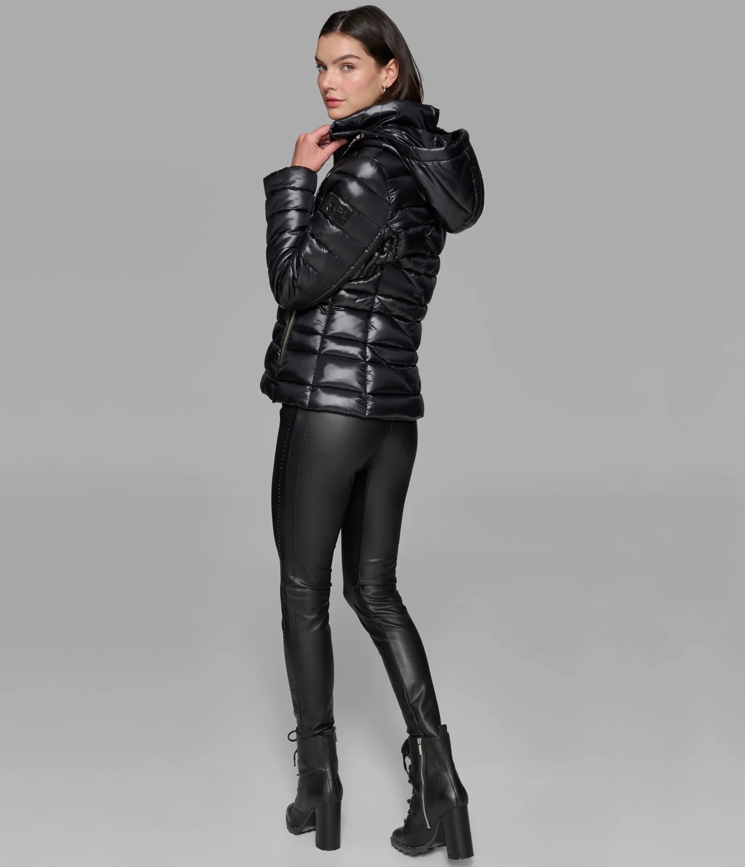 KARL LAGERFELD PARIS SHORT PUFFER JACKET WITH LOGO