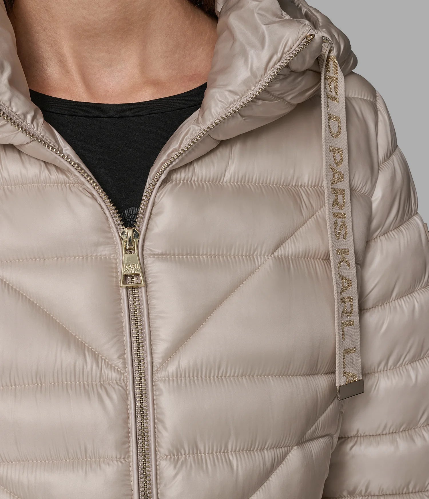 KARL LAGERFELD PARIS SHORT PUFFER JACKET WITH LOGO
