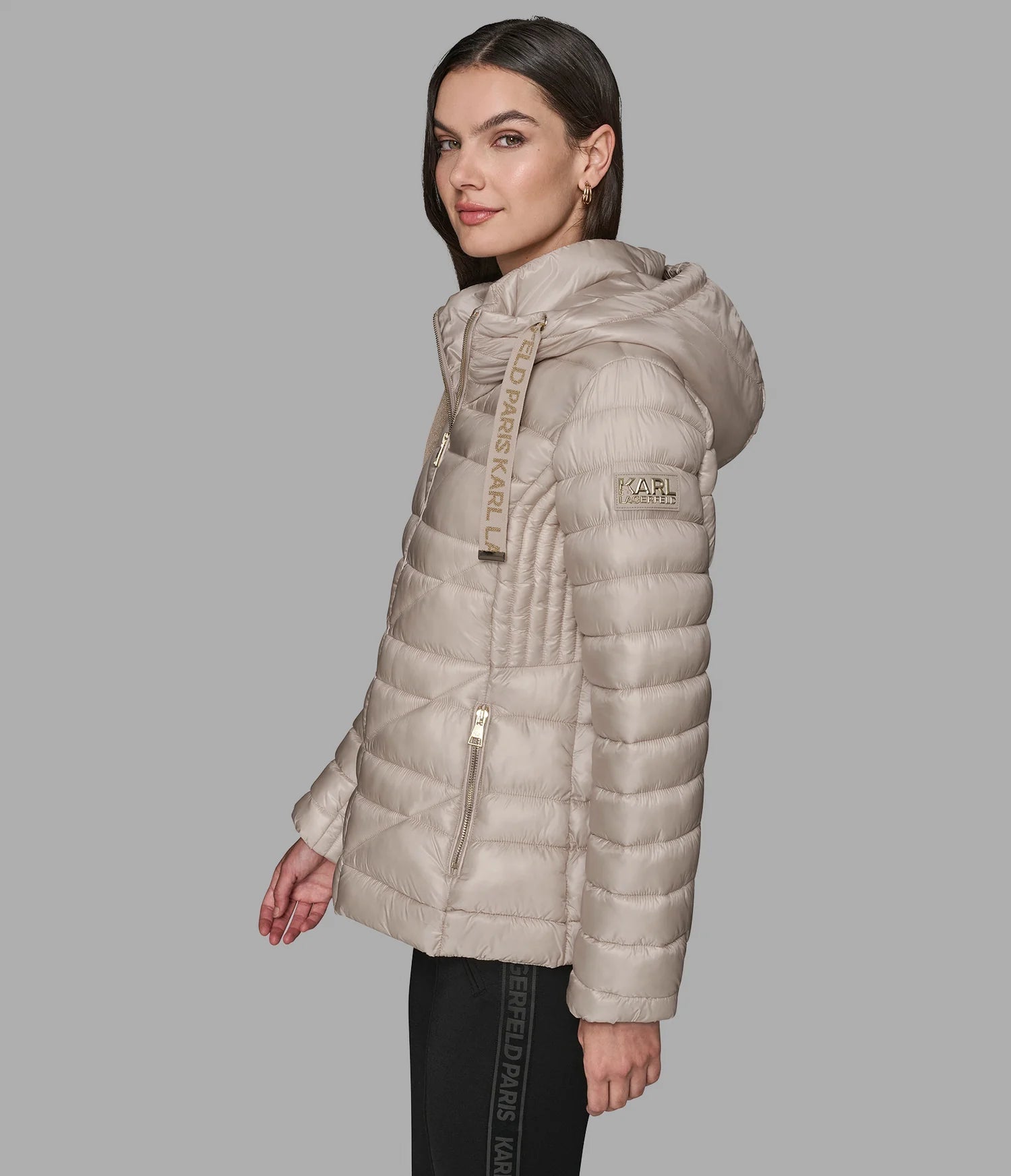 KARL LAGERFELD PARIS SHORT PUFFER JACKET WITH LOGO
