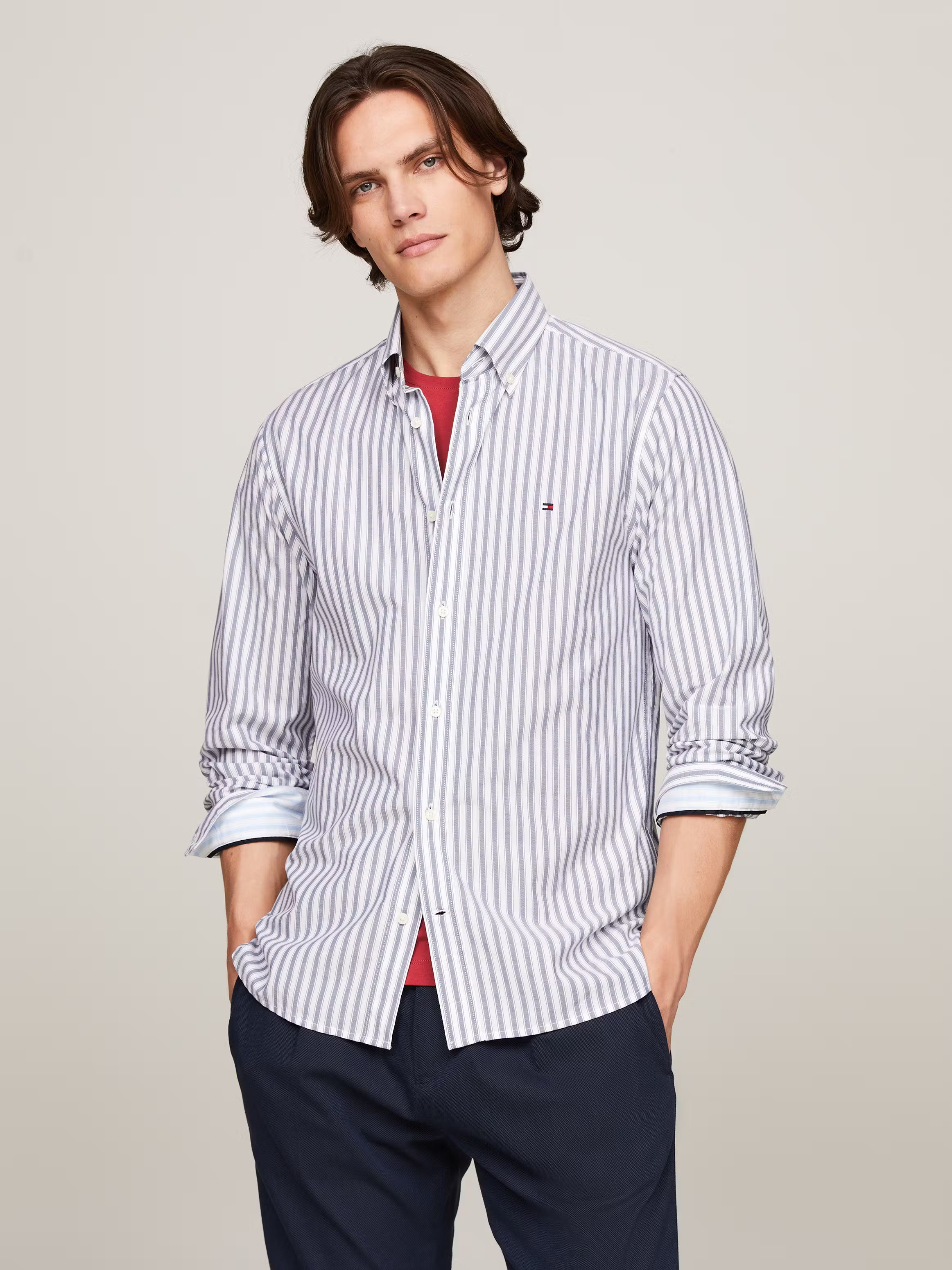 TOMMY HILFIGER Slim Fit Striped Print All-Day Shirt