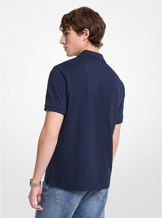 MICHAEL KORS cotton zip-up polo shirt - blue