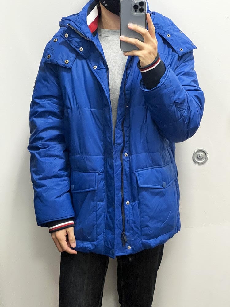 TOMMY HILFIGER Men’s Classic Blue Hooded Puffer Jacket