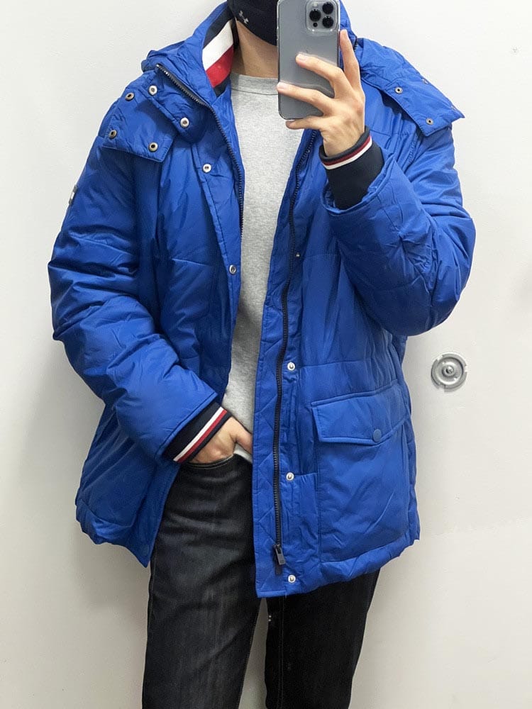 TOMMY HILFIGER Men’s Classic Blue Hooded Puffer Jacket