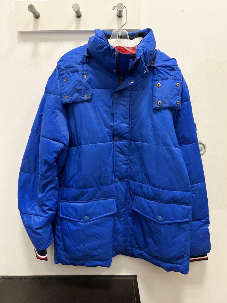 TOMMY HILFIGER Men’s Classic Blue Hooded Puffer Jacket