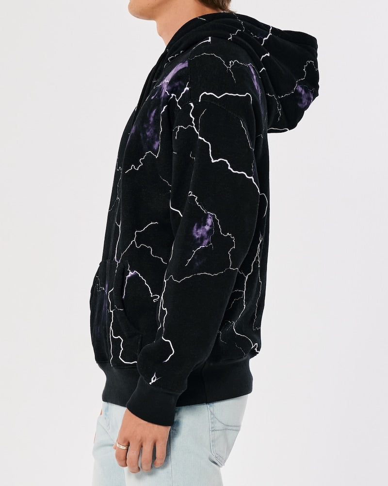 HOLLISTER Black Lightning Print Hoodie