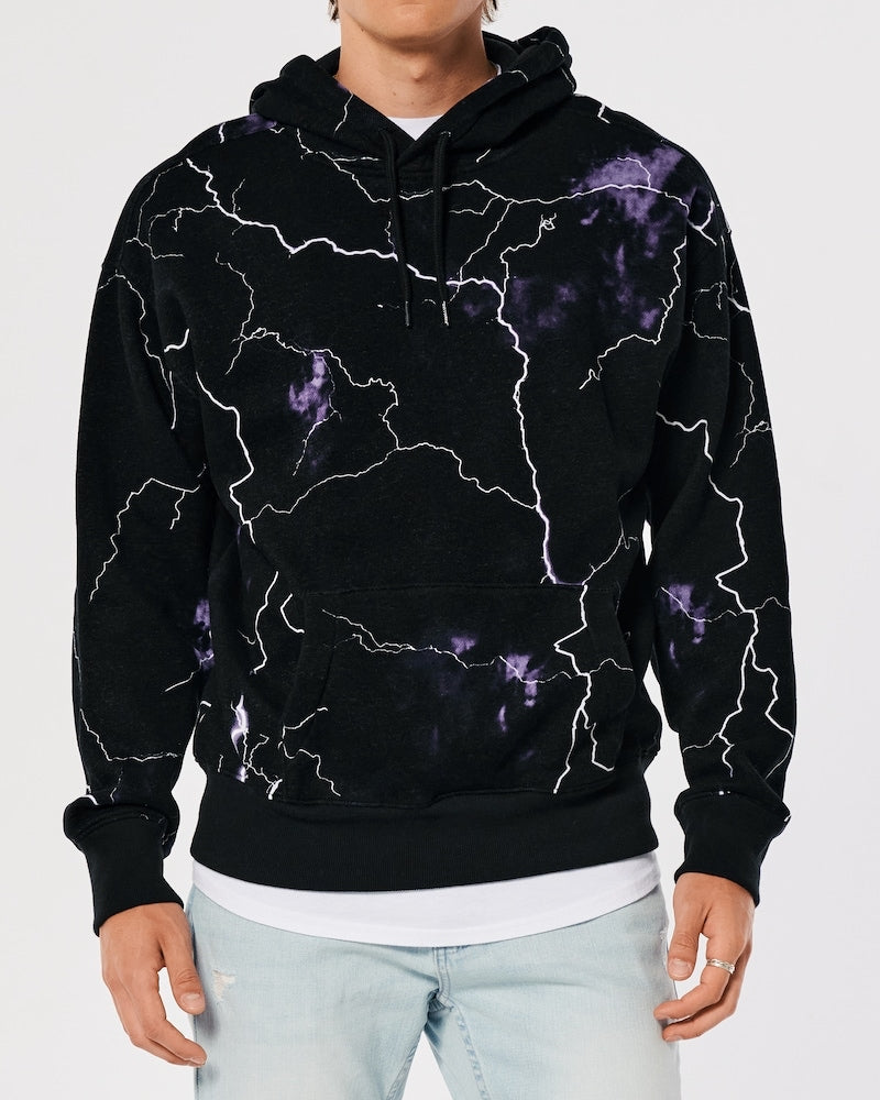 HOLLISTER Black Lightning Print Hoodie