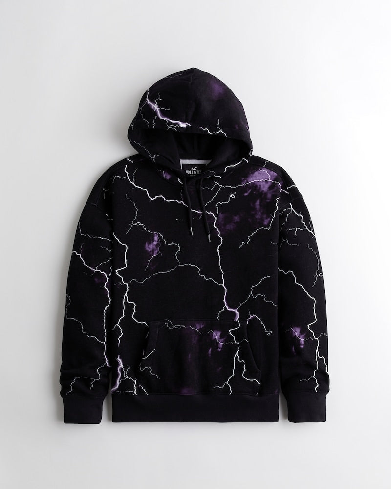 HOLLISTER Black Lightning Print Hoodie