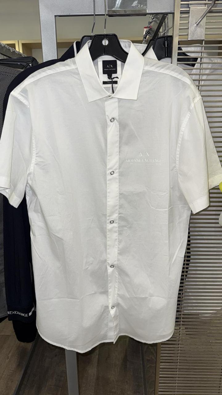 ARMANI EXCHANGE Men's Short Sleeve Limited Edition Mixmag Button Down Shirt. Regular Fit