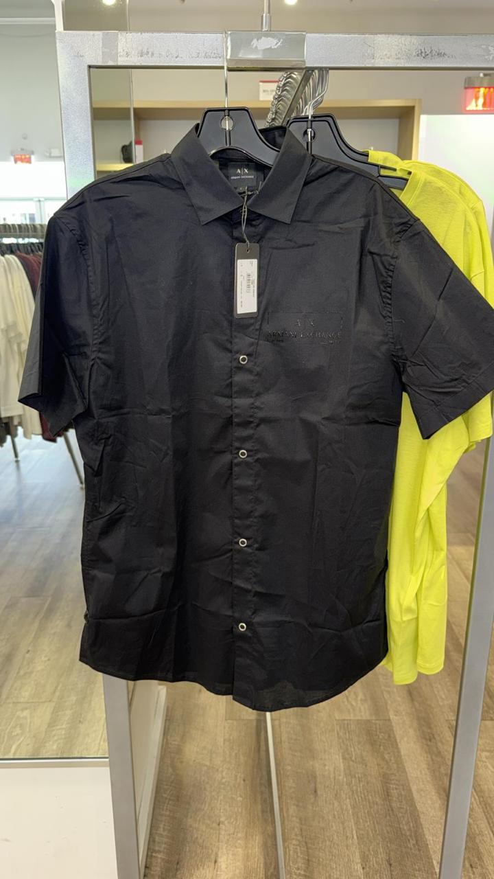ARMANI EXCHANGE Men's Short Sleeve Limited Edition Mixmag Button Down Shirt. Regular Fit