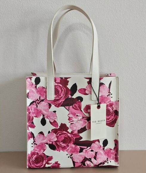 TED BAKER Women's The Icon Pink Floral Tote Bag Purse